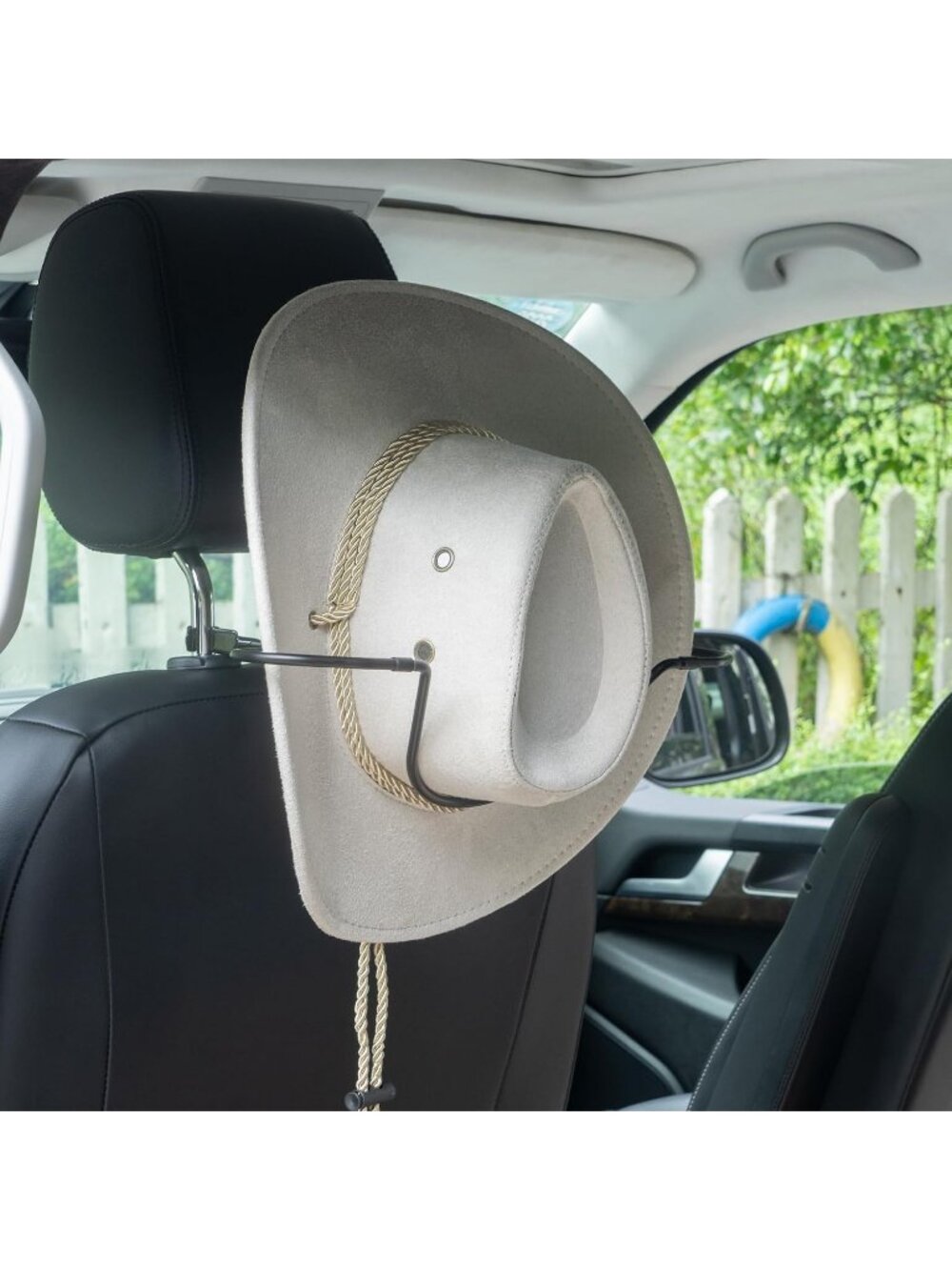 Unisex Beige Mount Holder Rack for Car SUV Backseat Headrest Storage Cowboy Hat